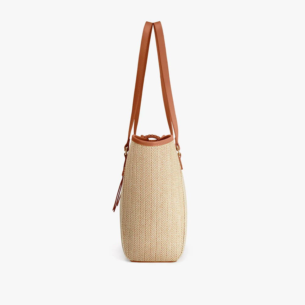 Marina Raffia Tote Bag - Tan
