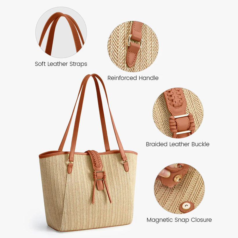 Marina Raffia Tote Bag - Tan
