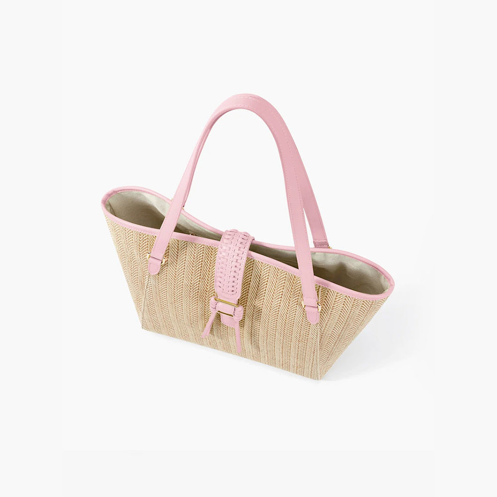 Marina Raffia Tote Bag - Pink