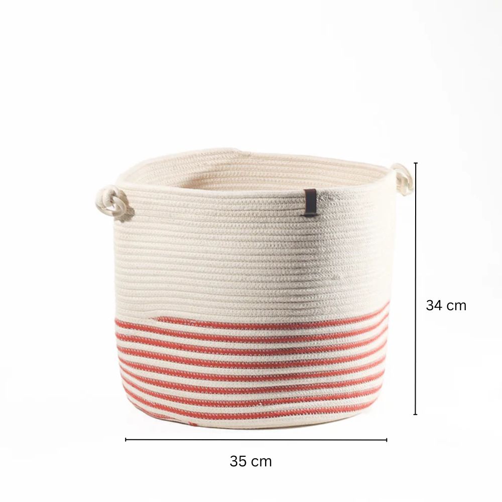 Marla Striped Laundry Basket - Cream Rust