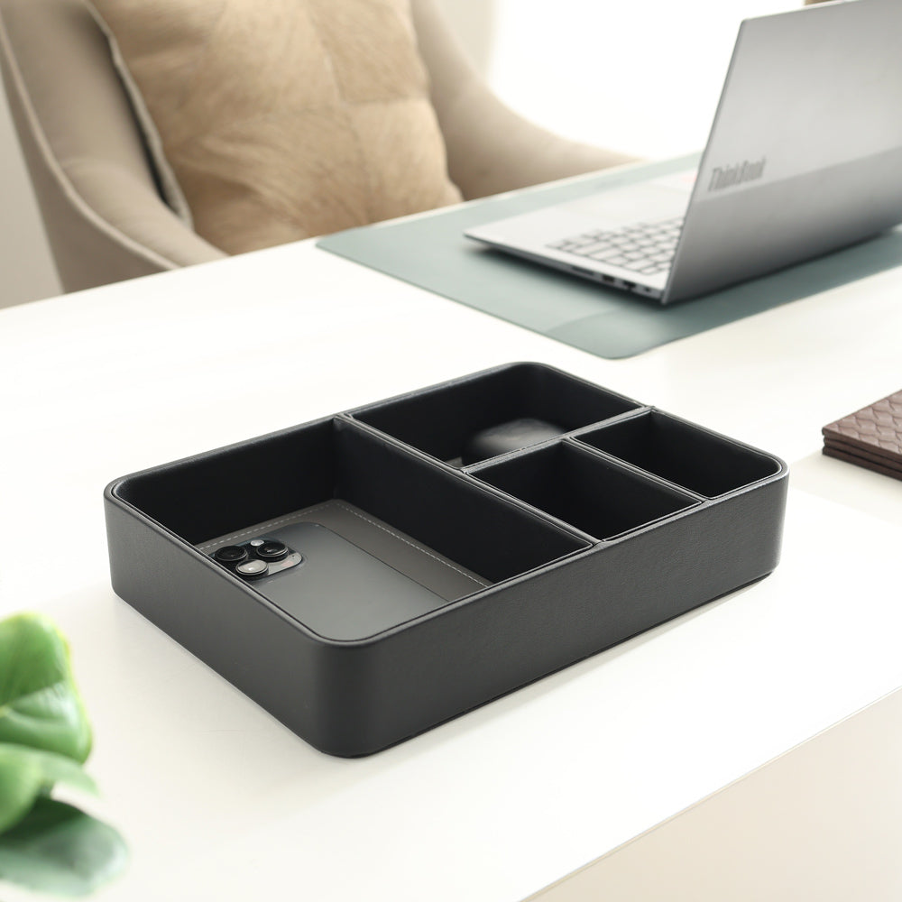 Marqis 4-Compartment Organiser Tray Medium - Black Grey