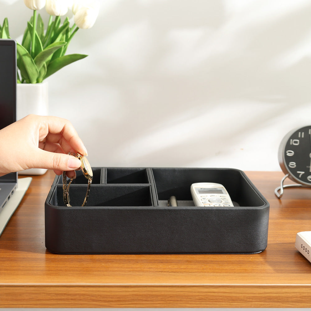 Marqis 4-Compartment Organiser Tray Small - Black Grey