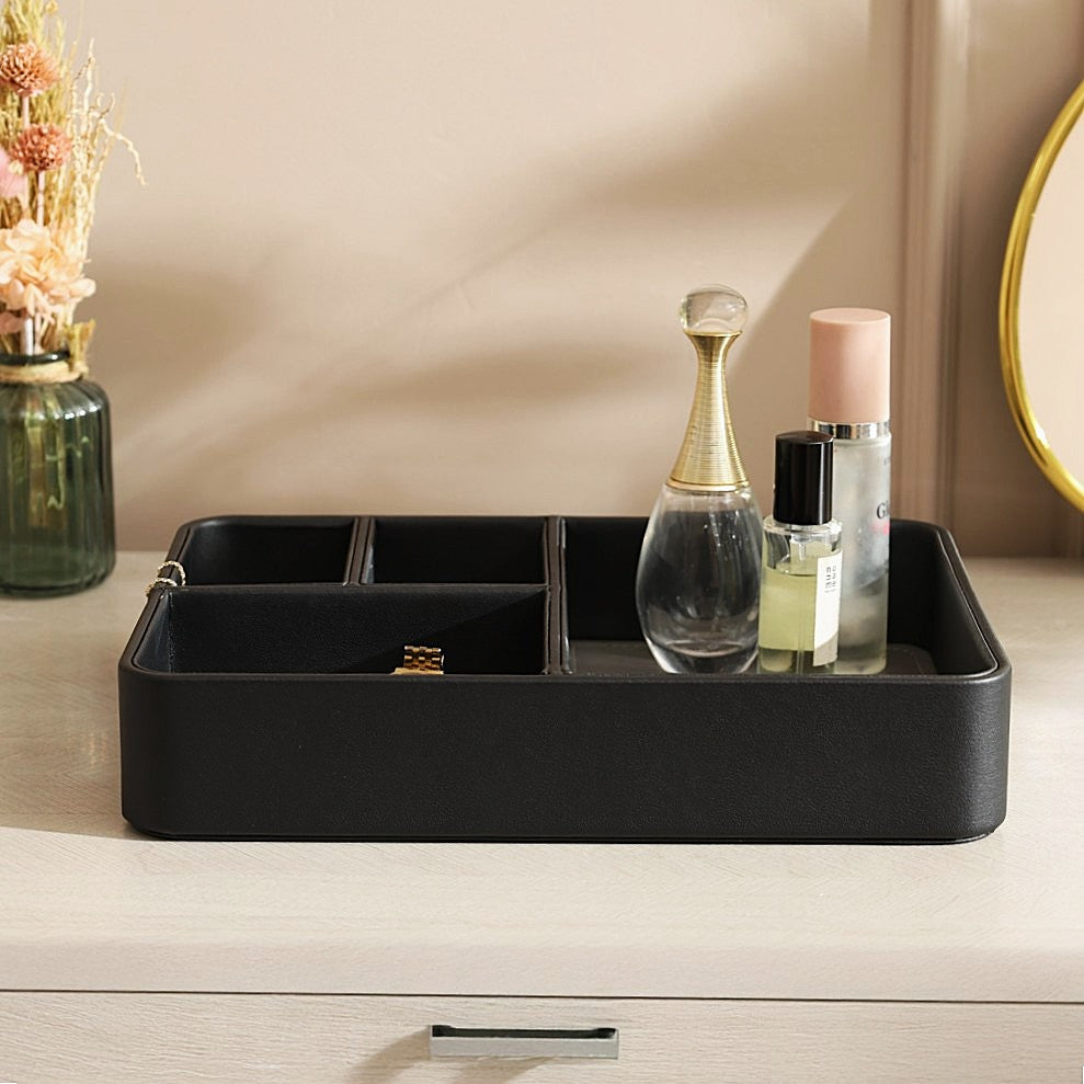Marqis 4-Compartment Organiser Tray Small - Black Grey