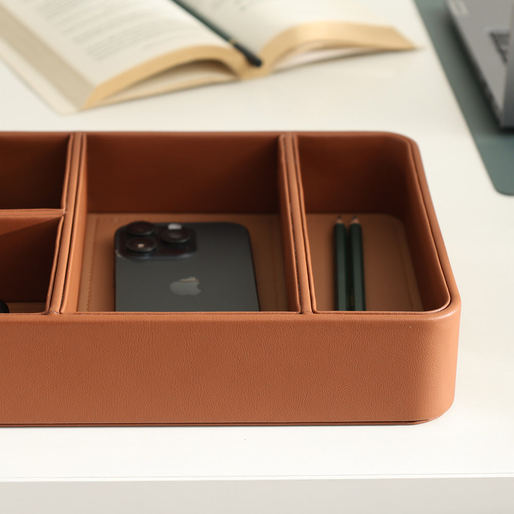 Marqis 5-Compartment Organiser Tray Medium - Tan Brown