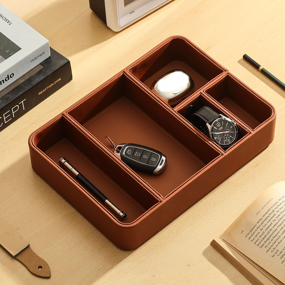 Marqis 5-Compartment Organiser Tray Medium - Tan Brown