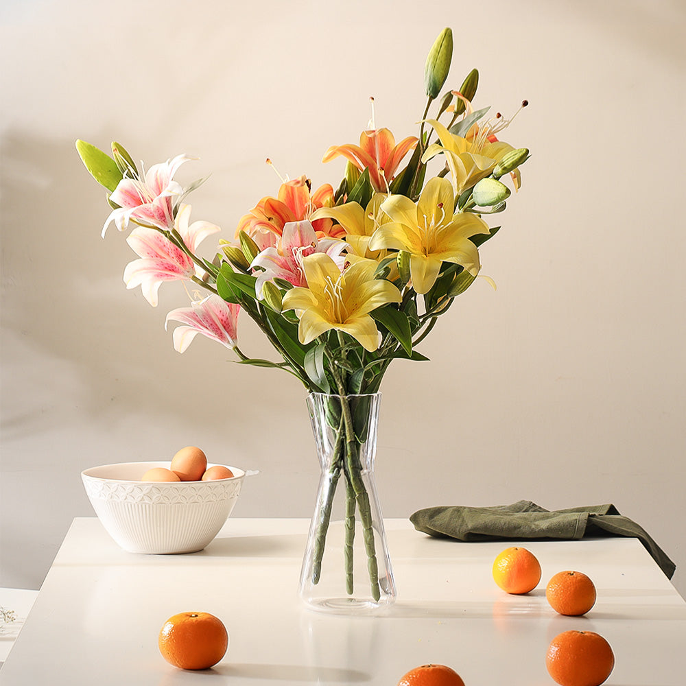 Martagon Lilies Faux Stem - Dappled White