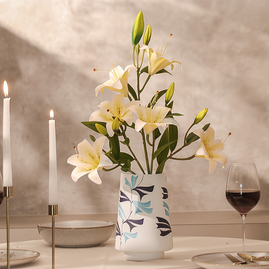 Martagon Lilies Faux Stem - Dappled White