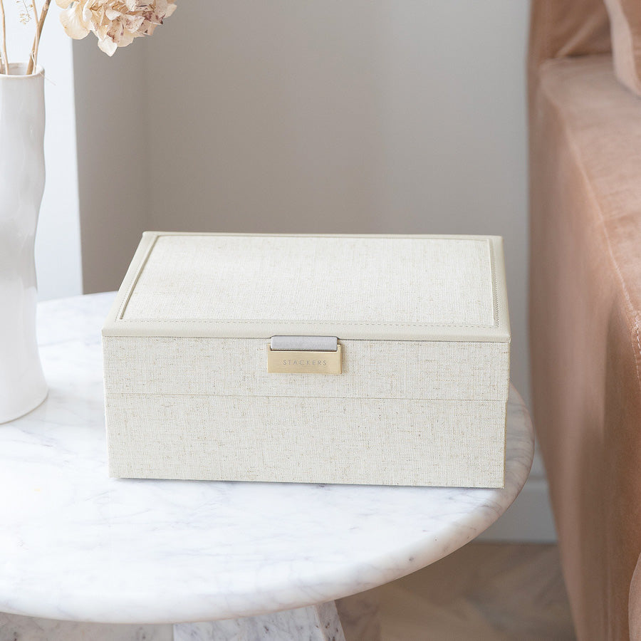 Medium Jewellery Box Set - Linen & Oatmeal