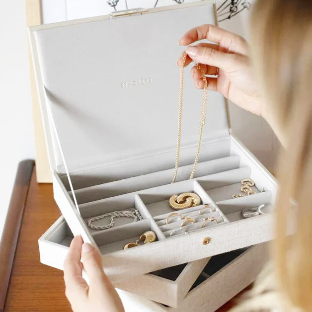 Medium Jewellery Box Set - Linen & Oatmeal