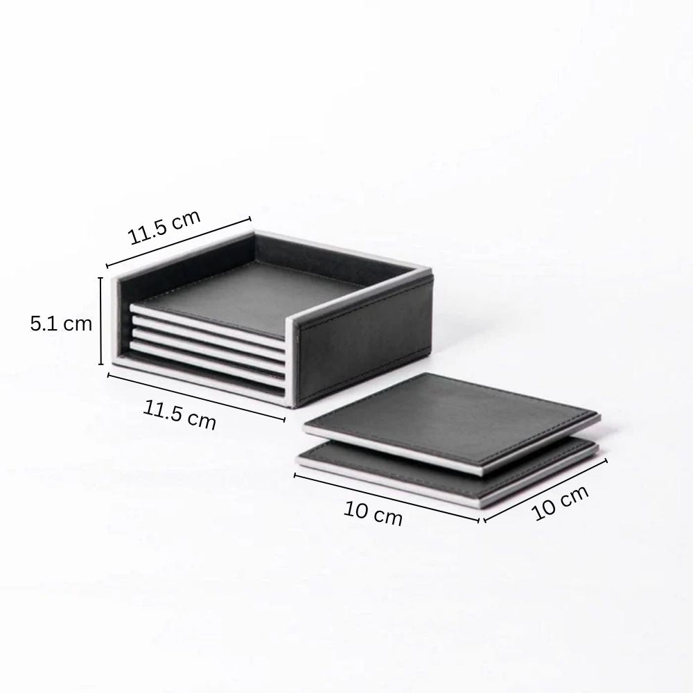 Menlo Coasters, Set of 6 - Black