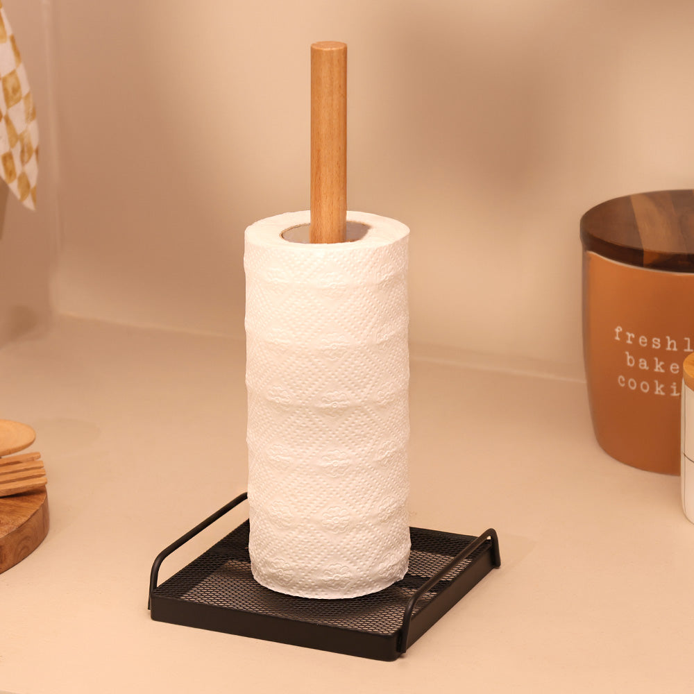Mesh Paper Towel Roll Holder - Black Natural