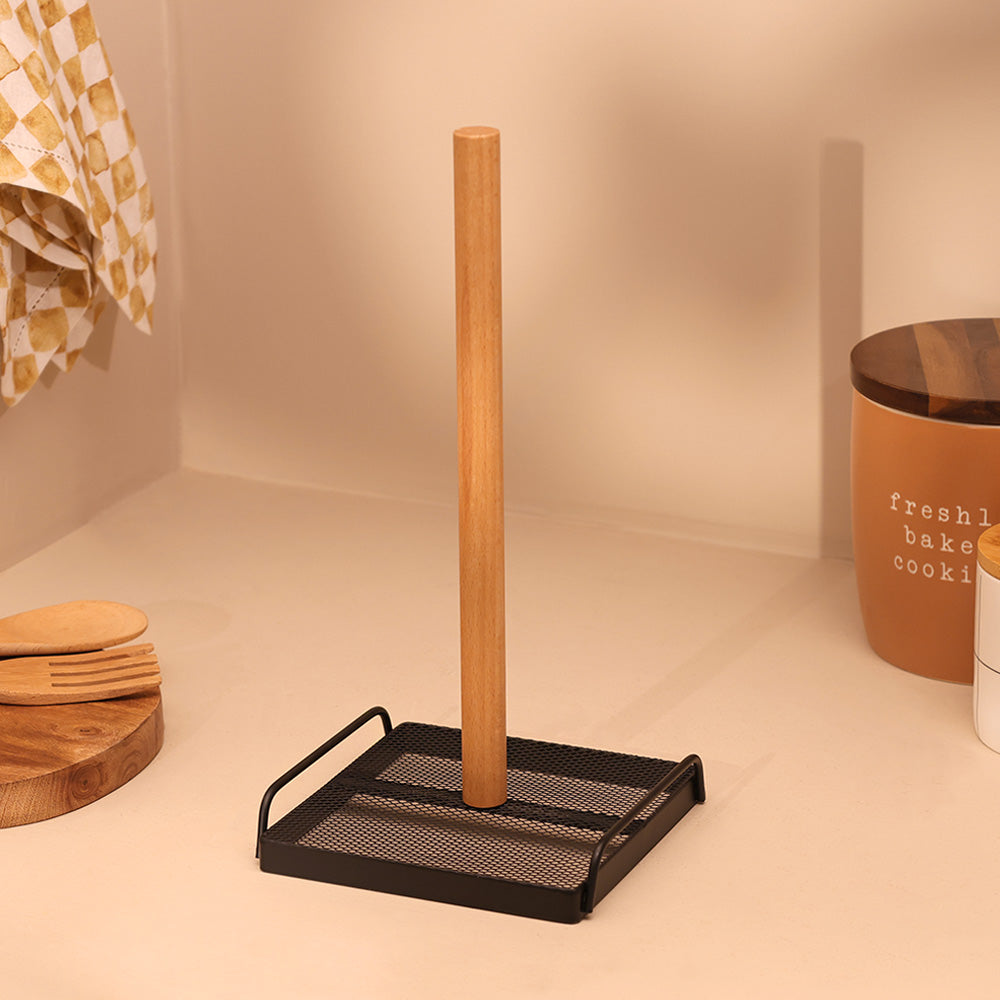 Mesh Paper Towel Roll Holder - Black Natural