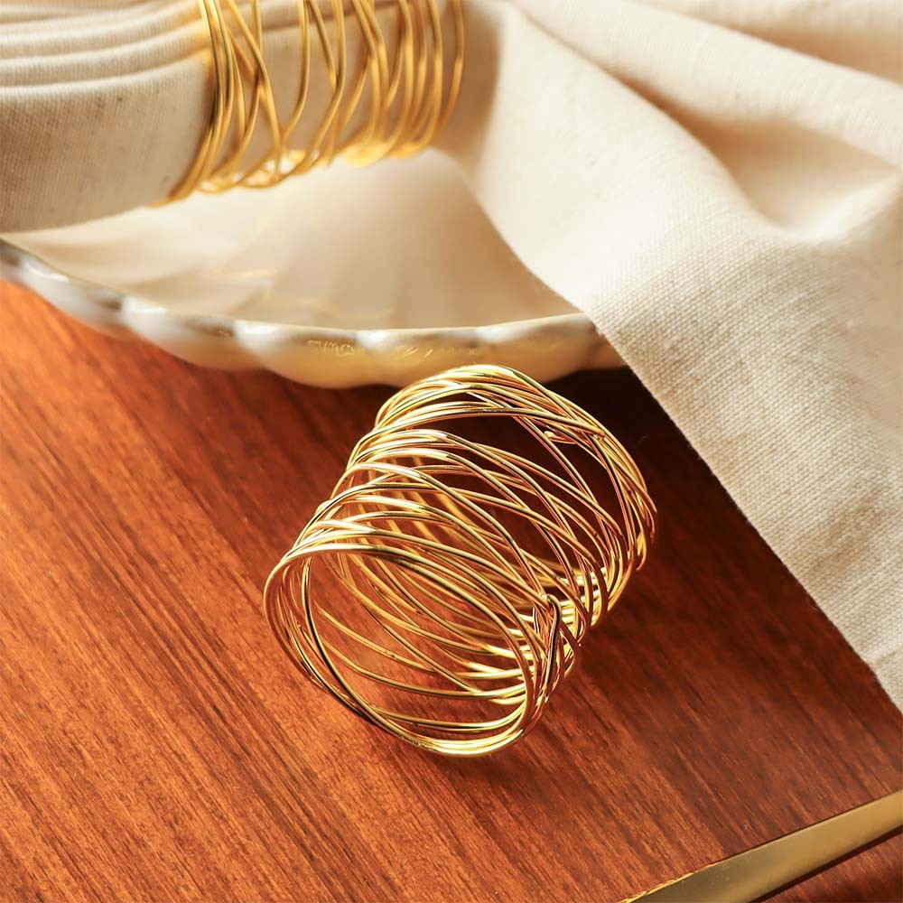 Mesh Napkin Rings, Set of 6 - Gold