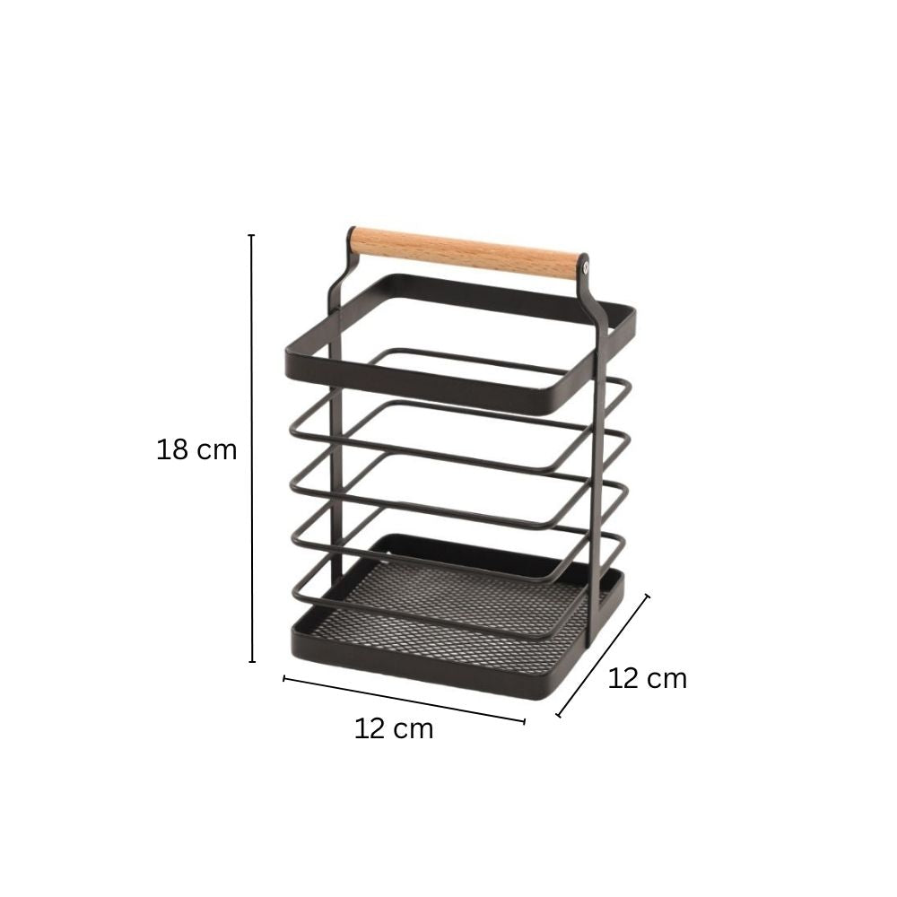 Mesh Square Cutlery Holder - Black Natural
