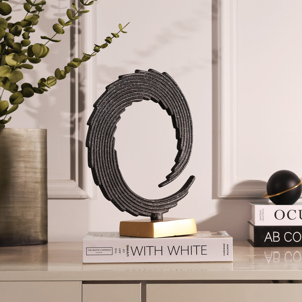 Tide Metal Sculpture Medium - Black Gold