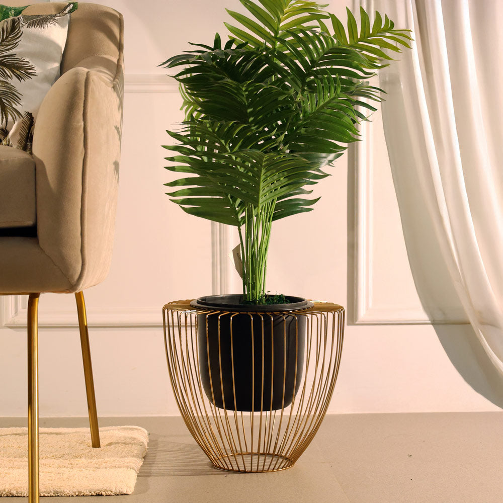 Petro Black Planter with Gold Metal Stand