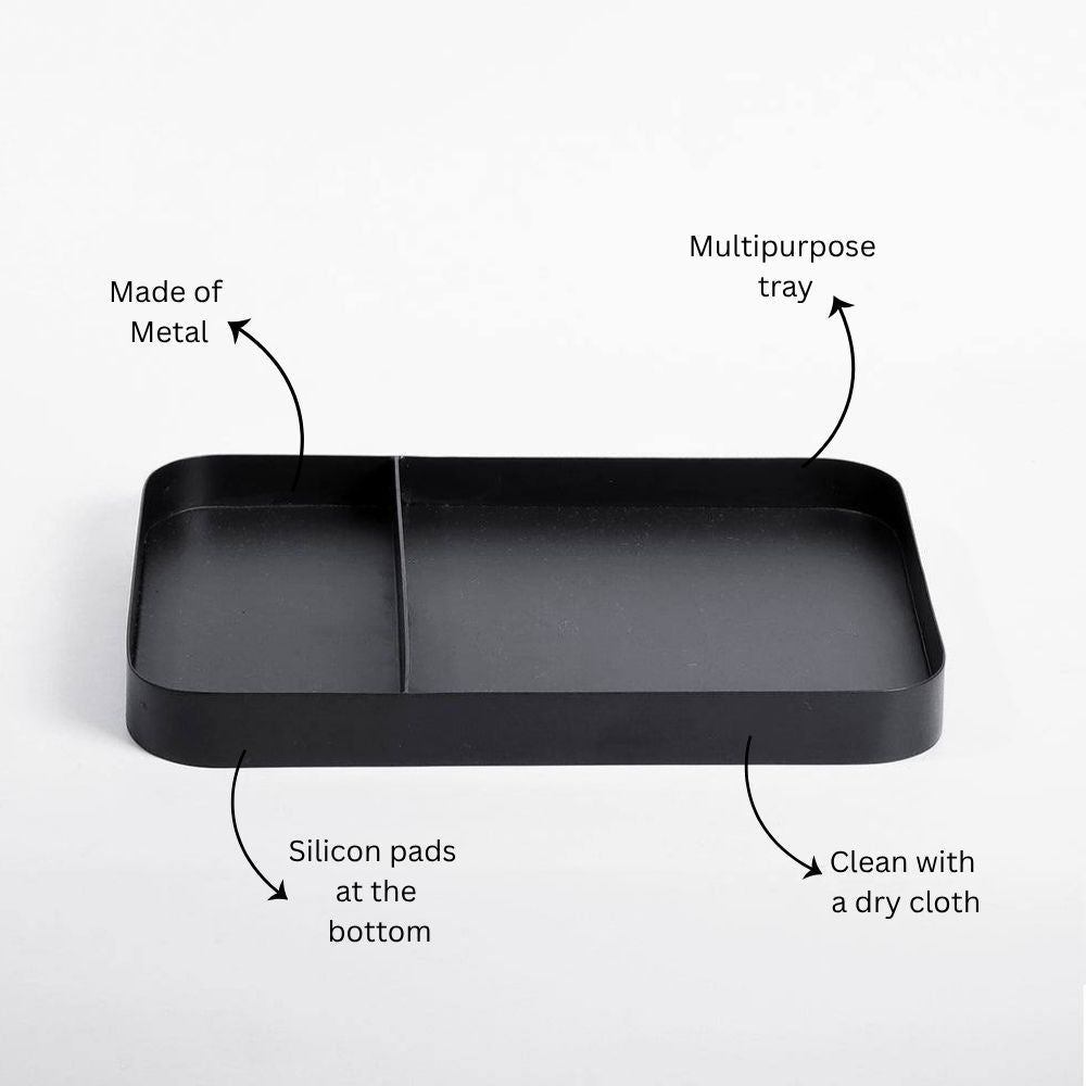 Metal Sectional Desk Tray - Black