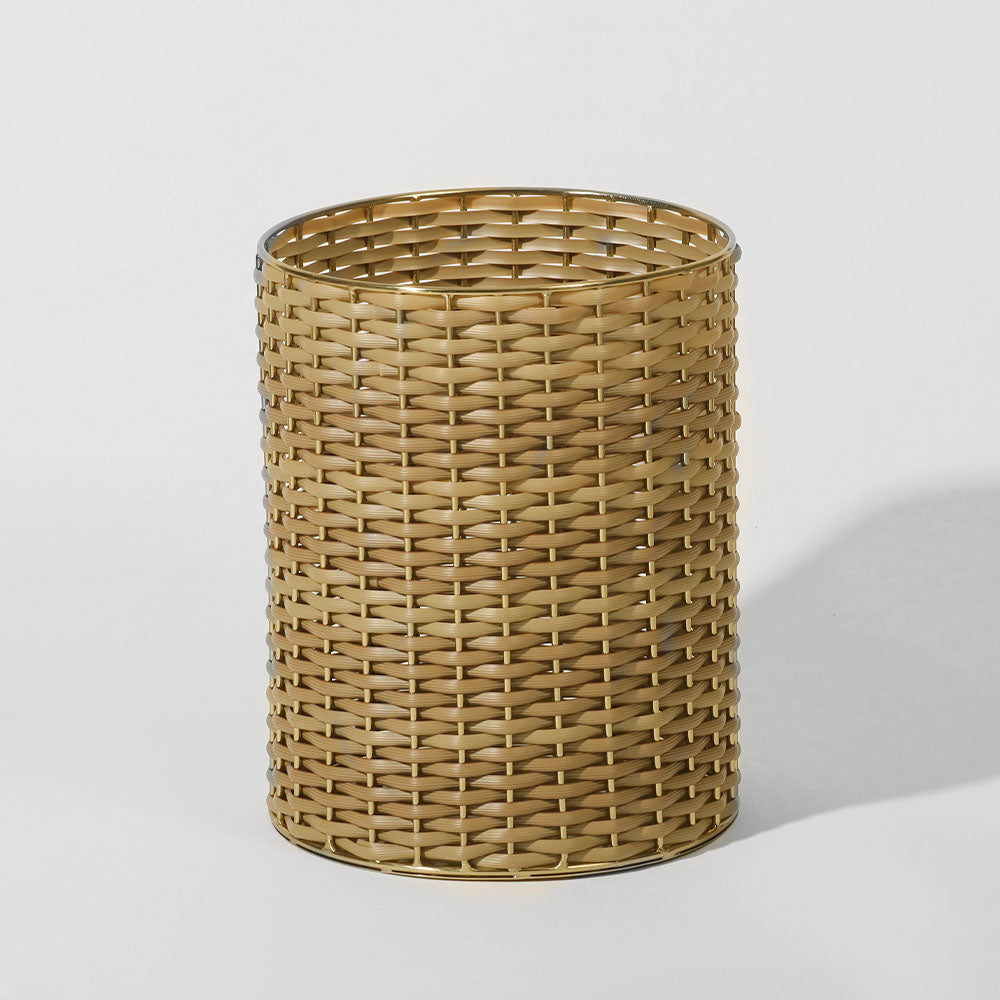 Weave Open Waste Basket - Natural Gold