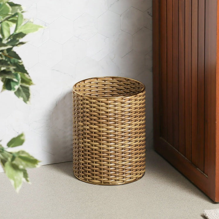 Weave Open Waste Basket - Natural Gold