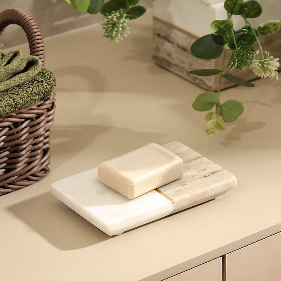 Midas Marble Soap Dish - Desert White