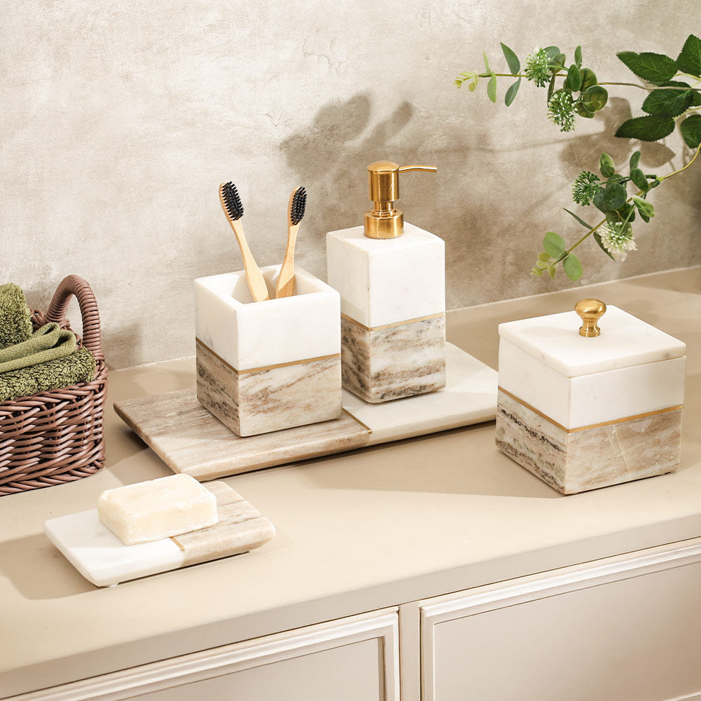 Midas Marble Storage Jar - Desert White