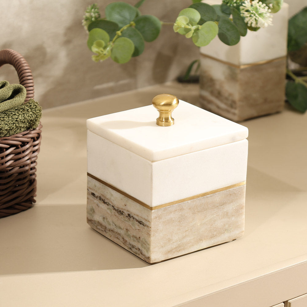Midas Marble Storage Jar - Desert White