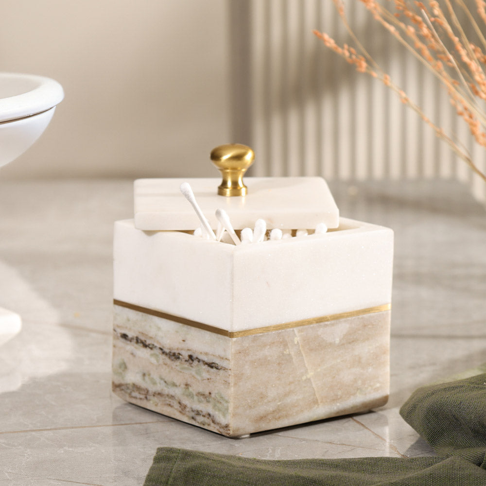 Midas Marble Storage Jar - Desert White
