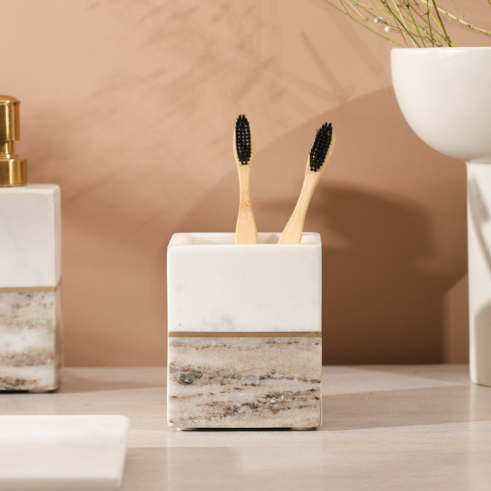 Midas Marble Toothbrush Tumbler - Desert White