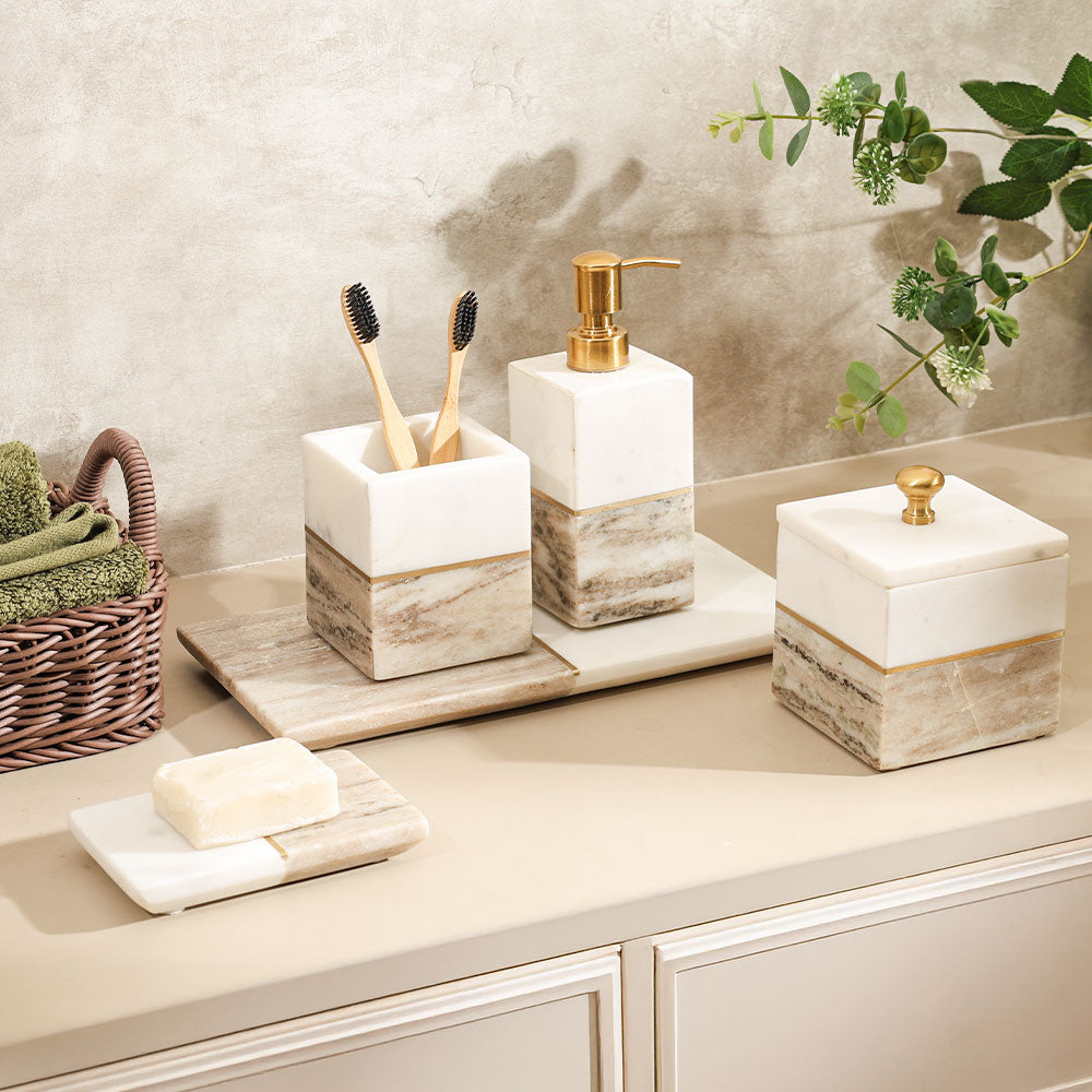 Midas Marble Toothbrush Tumbler - Desert White