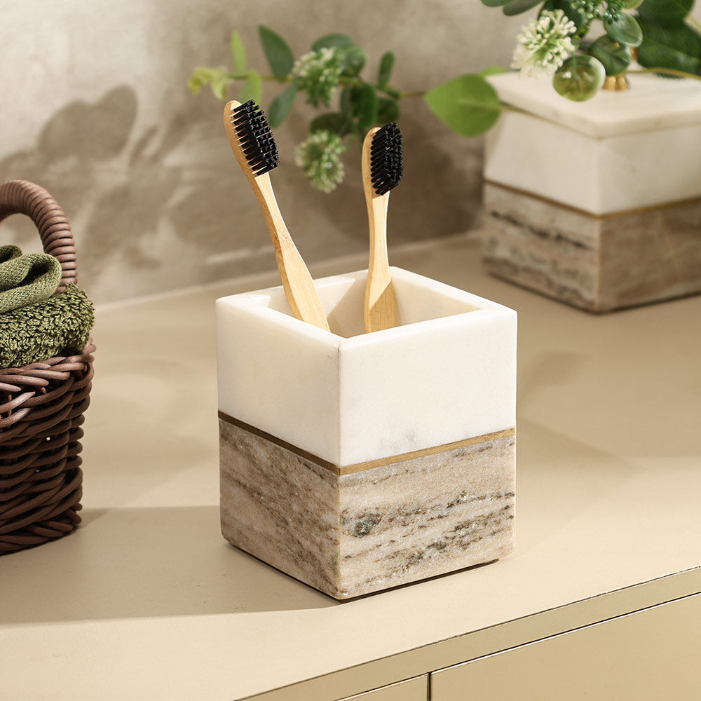 Midas Marble Toothbrush Tumbler - Desert White