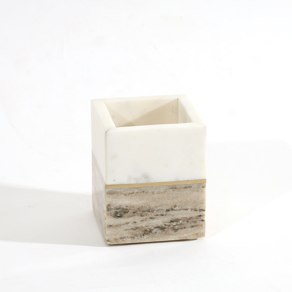 Midas Marble Toothbrush Tumbler - Desert White