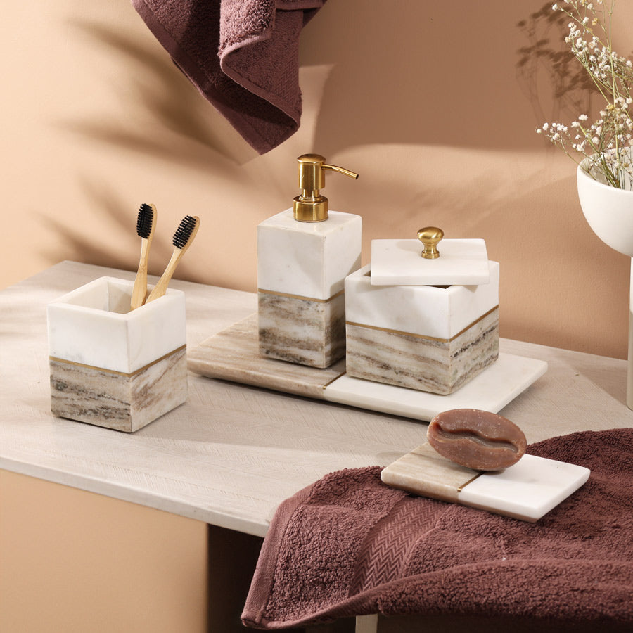 Midas Marble Soap Dispenser - Desert White