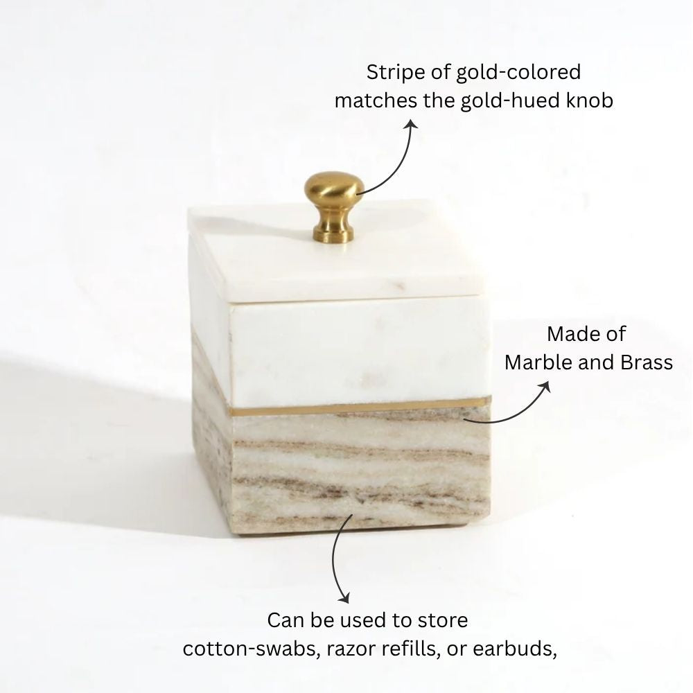 Midas Marble Storage Jar - Desert White