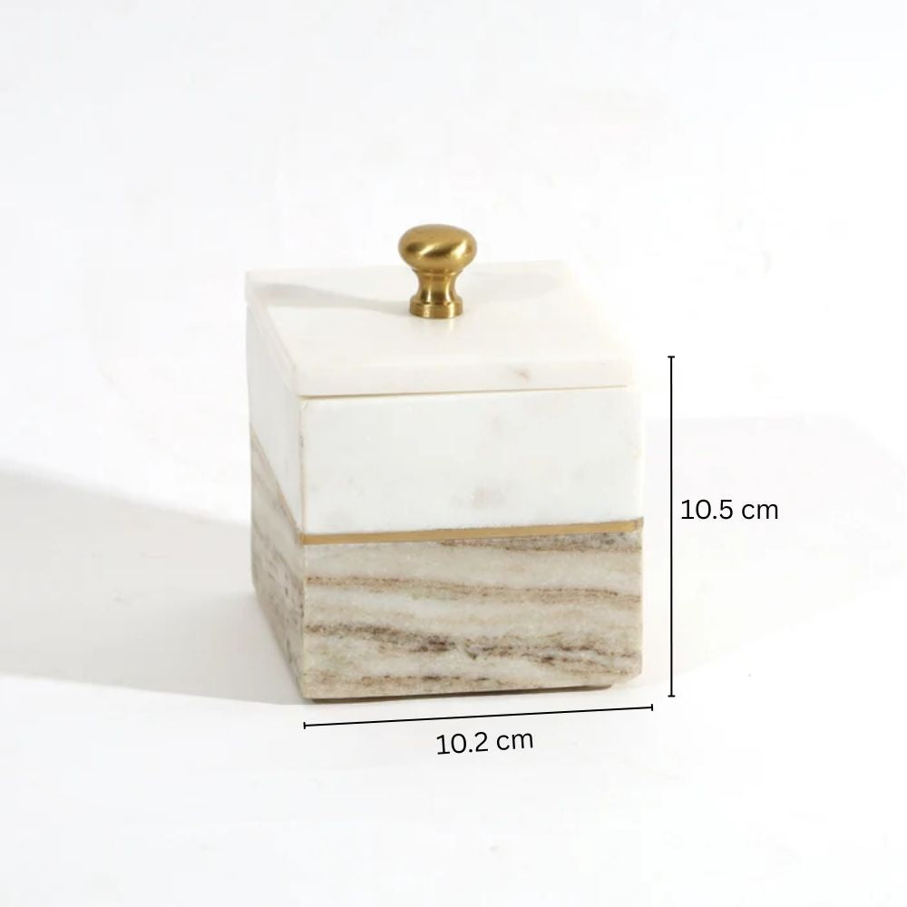 Midas Marble Storage Jar - Desert White