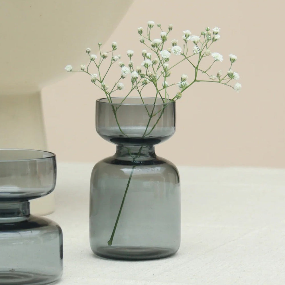 Mini Glass Vases, Set of 2 - Slate Grey