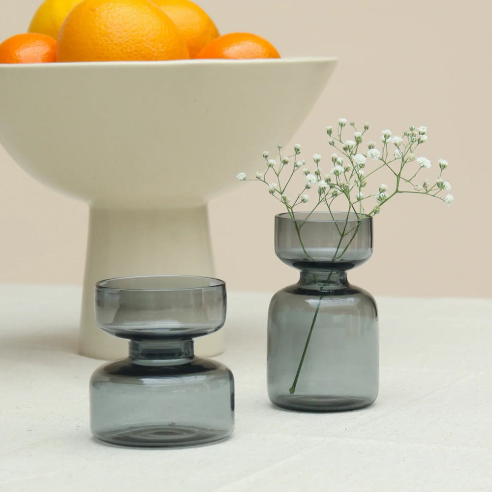 Mini Glass Vases, Set of 2 - Slate Grey