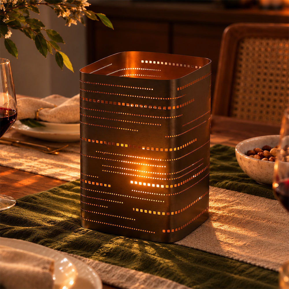 Minur Metal Pillar Hurricane Large - Dull Gold