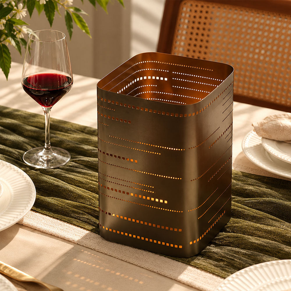 Minur Metal Pillar Hurricane Large - Dull Gold