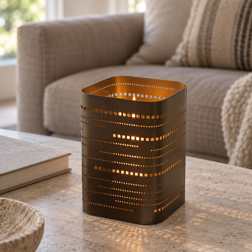 Minur Metal Pillar Hurricane Medium - Dull Gold