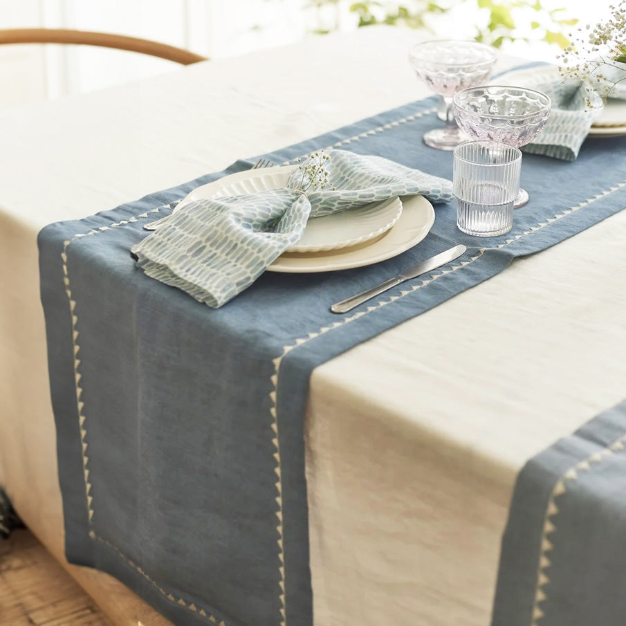 Mirage Linen Table Runner - Azure