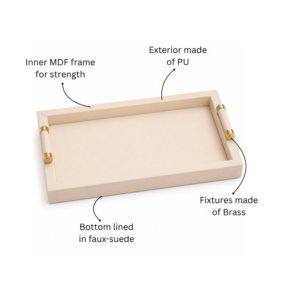 Mire Decorative Tray Large - Cream Gold