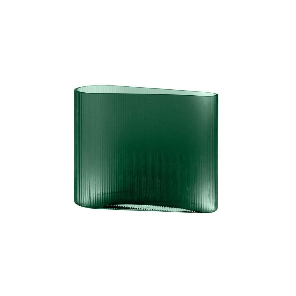 Mist Glass Vase Wide - Petroleum Green