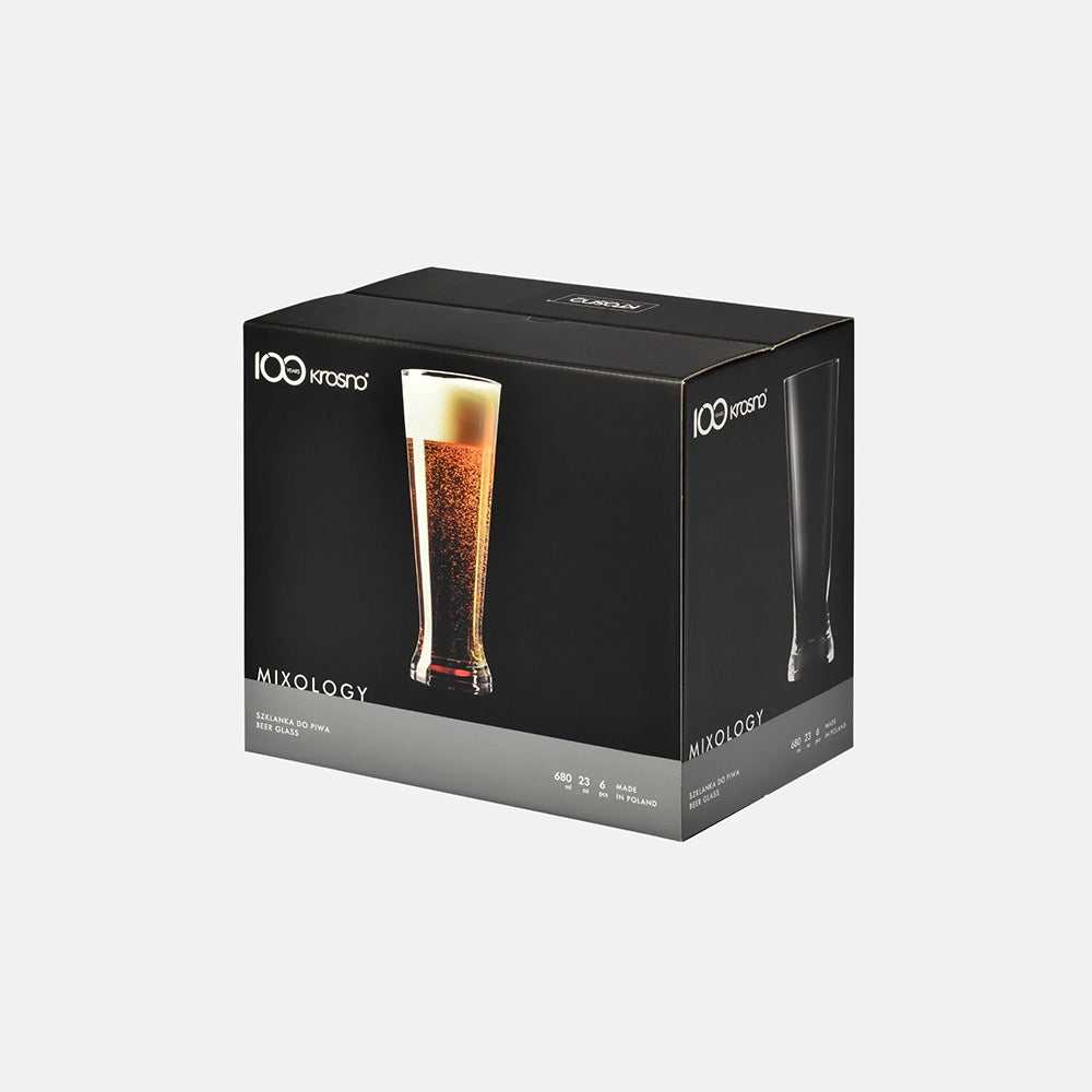 Mixology Pilsner Beer Glasses 680ml, Set of 6