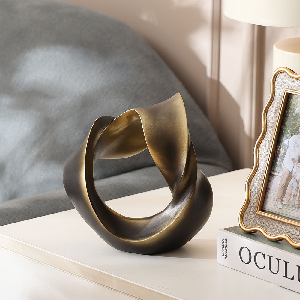 Mobius Metal Sculpture - Dull Gold