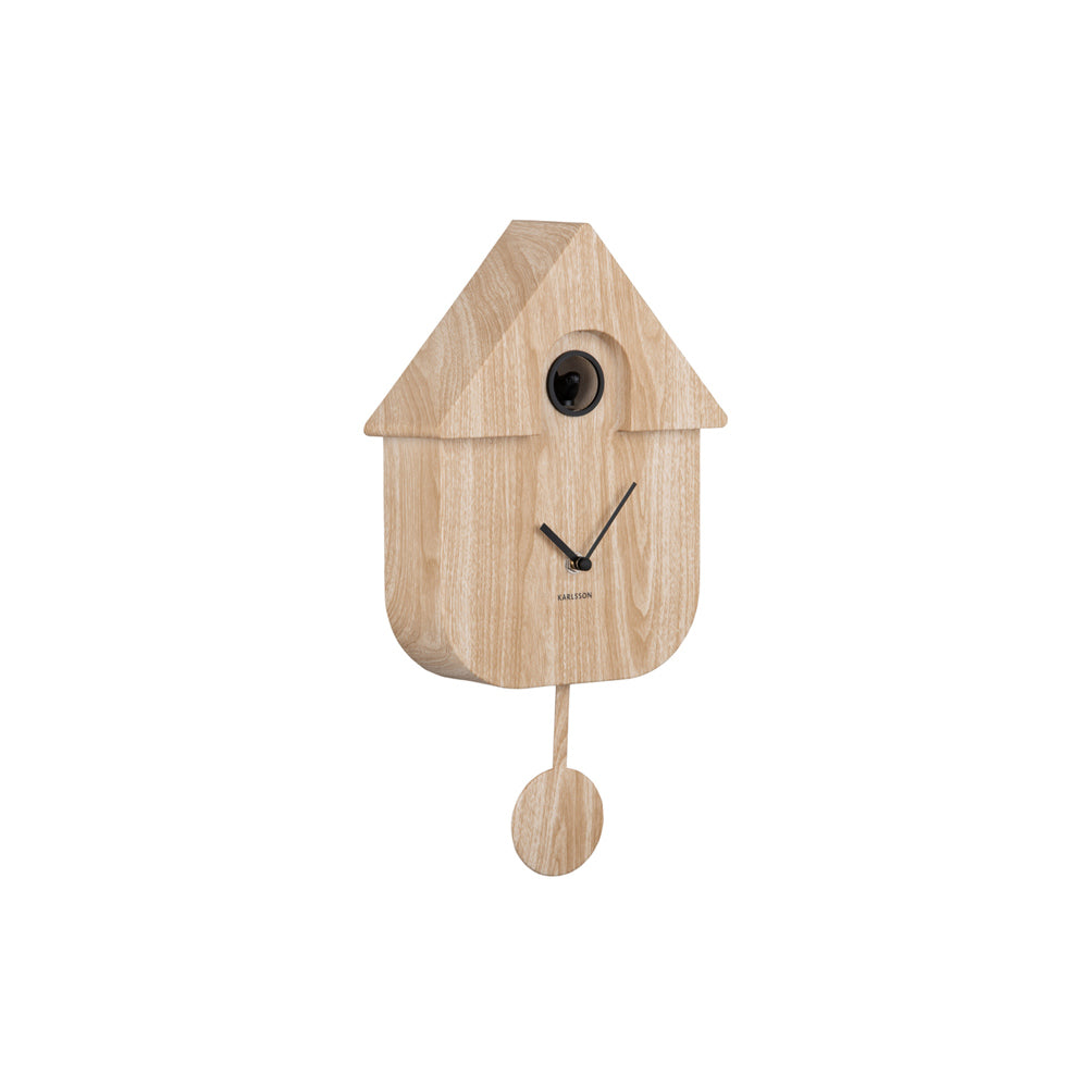 Modern Cuckoo Pendulum Wall Clock - Light Wood