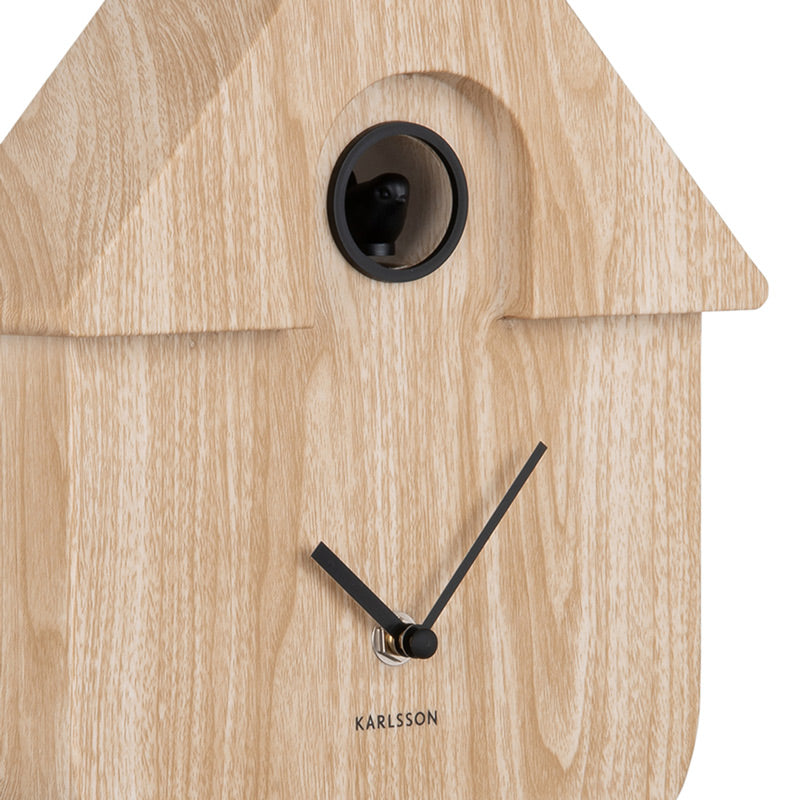 Modern Cuckoo Pendulum Wall Clock - Light Wood