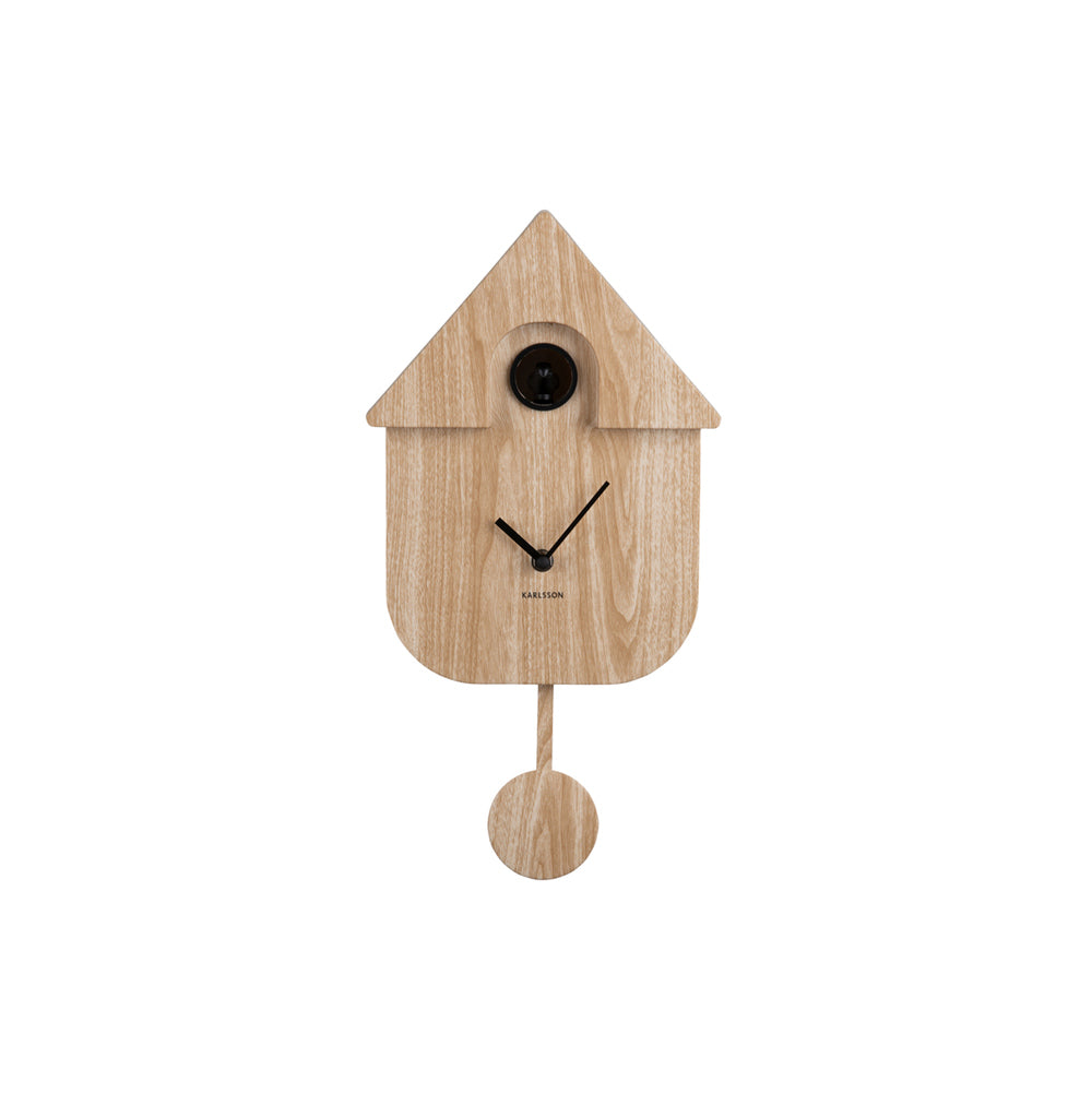 Modern Cuckoo Pendulum Wall Clock - Light Wood