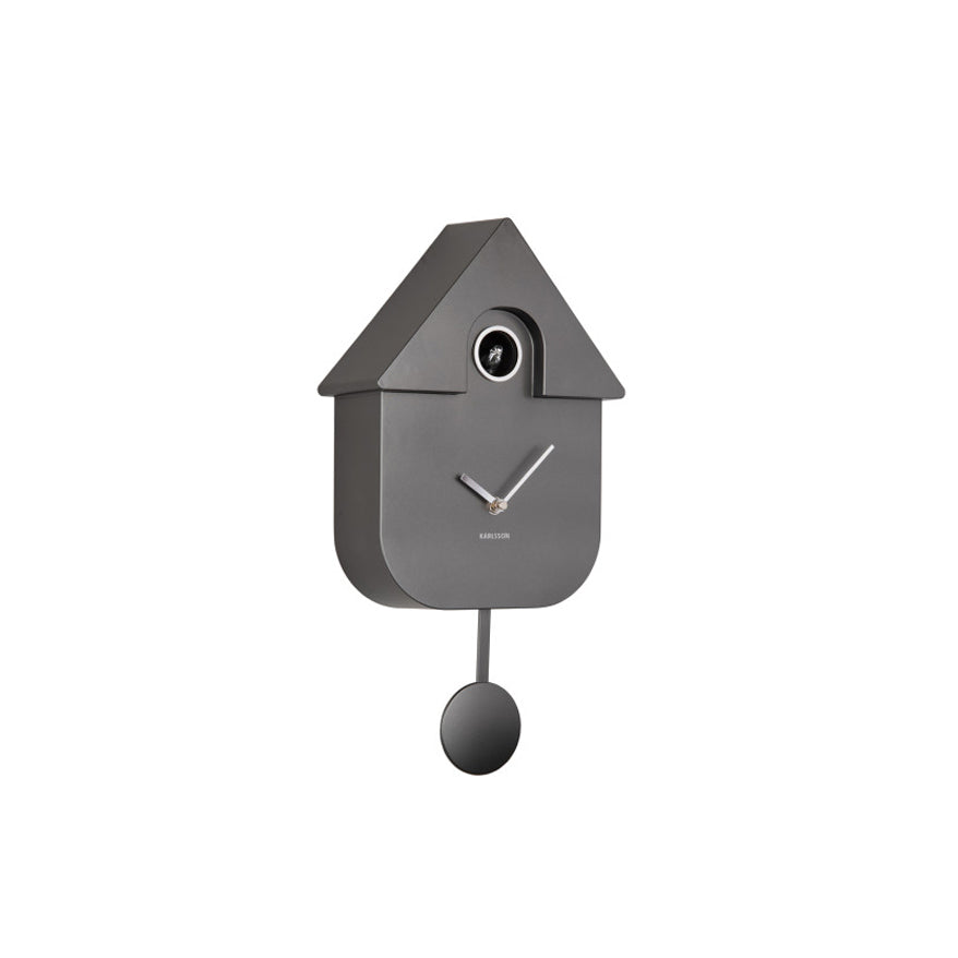 Modern Cuckoo Pendulum Wall Clock - Metallic Grey