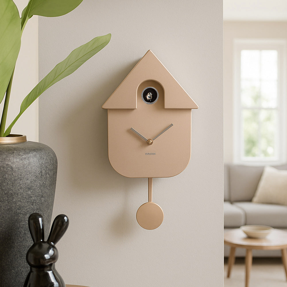 Modern Cuckoo Pendulum Wall Clock - Metallic Rose Gold