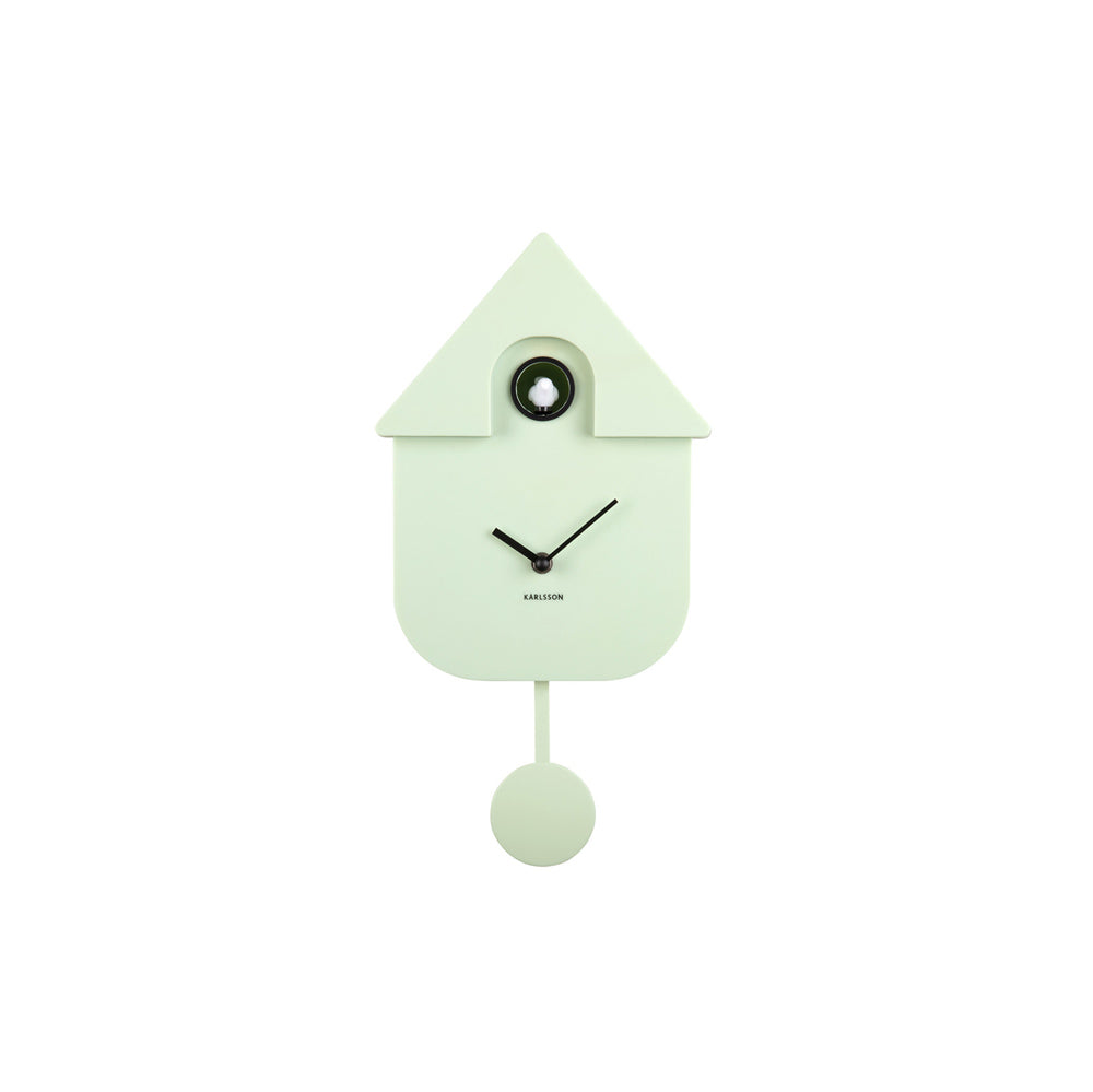 Modern Cuckoo Pendulum Wall Clock - Soft Green